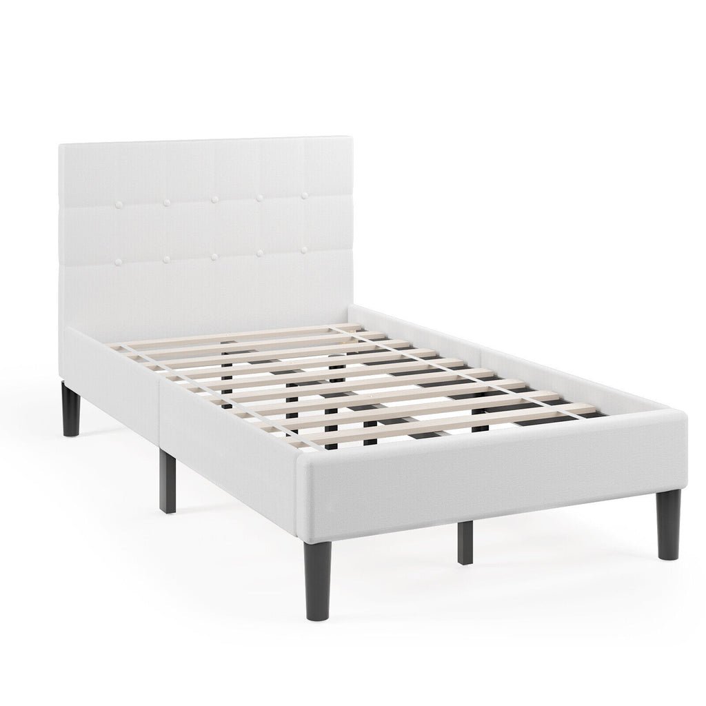 Queen Size Bed Frame with Rattan Headboard