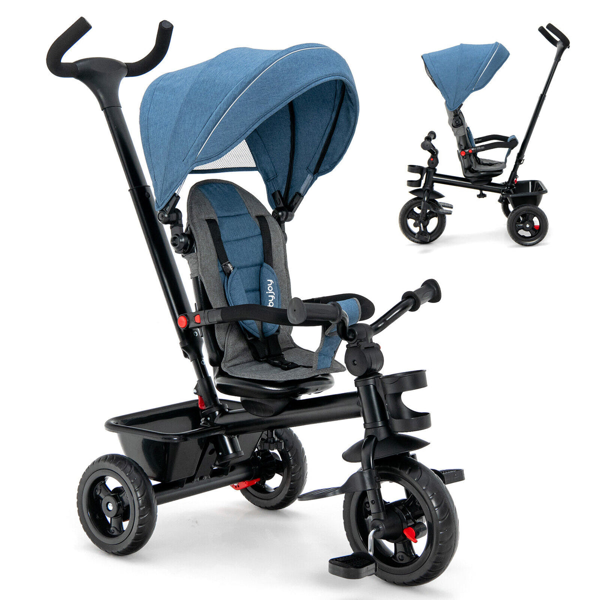4-in-1 Baby Tricycle Toddler Trike with Reversible Seat & Blue Variation