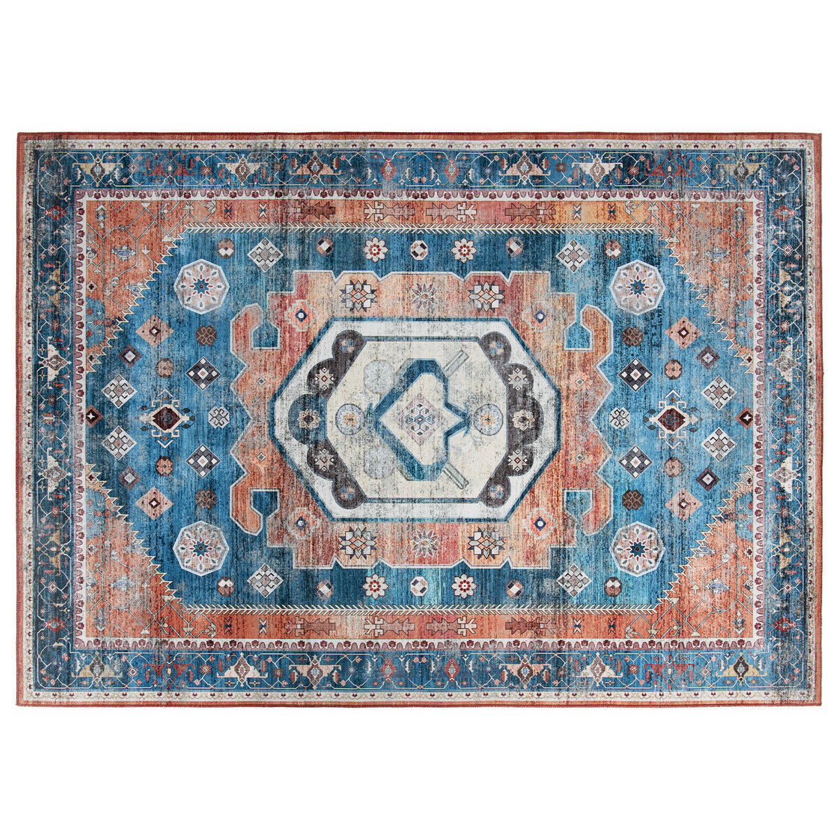 5 x 7 Inch Non-Shedding Indoor Area Rug - Vintage Distressed Pattern