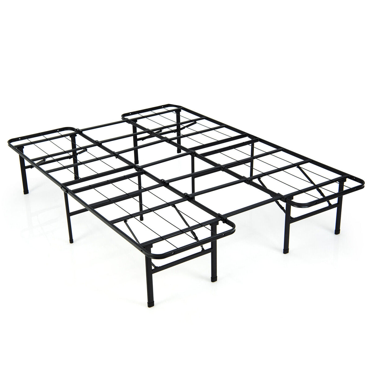 Twin Size Folding Bed with Foam Mattress and Lockable Wheels - White