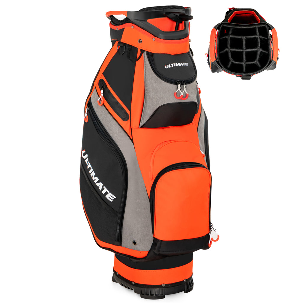 Golf Cart Bag 10.5 Inch with 14 Dividers & 7 Pockets - Orange
