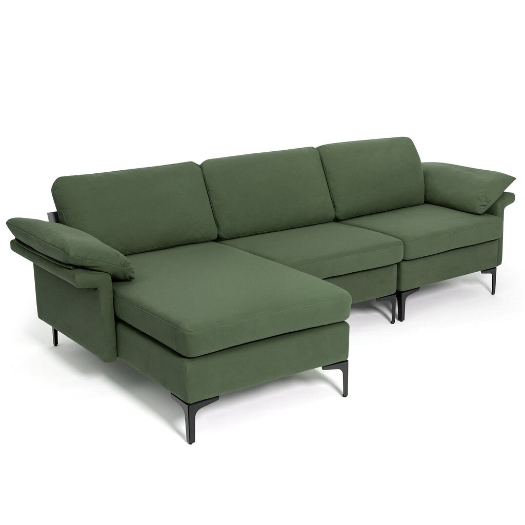 3-Seat L-Shaped Sectional Sofa with Reversible Chaise, Rust Red