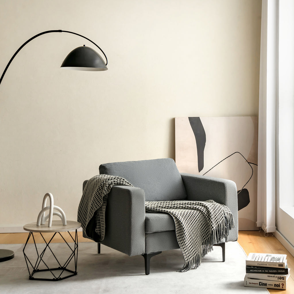 3-Seat Sectional Sofa with Armrest Organizer - Gray