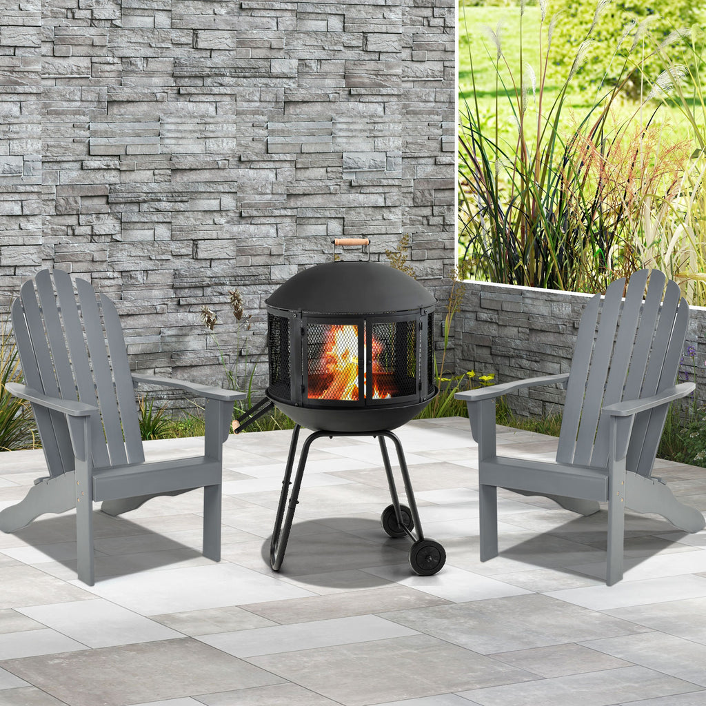 28 Inch Portable Fire Pit on Wheels - Black