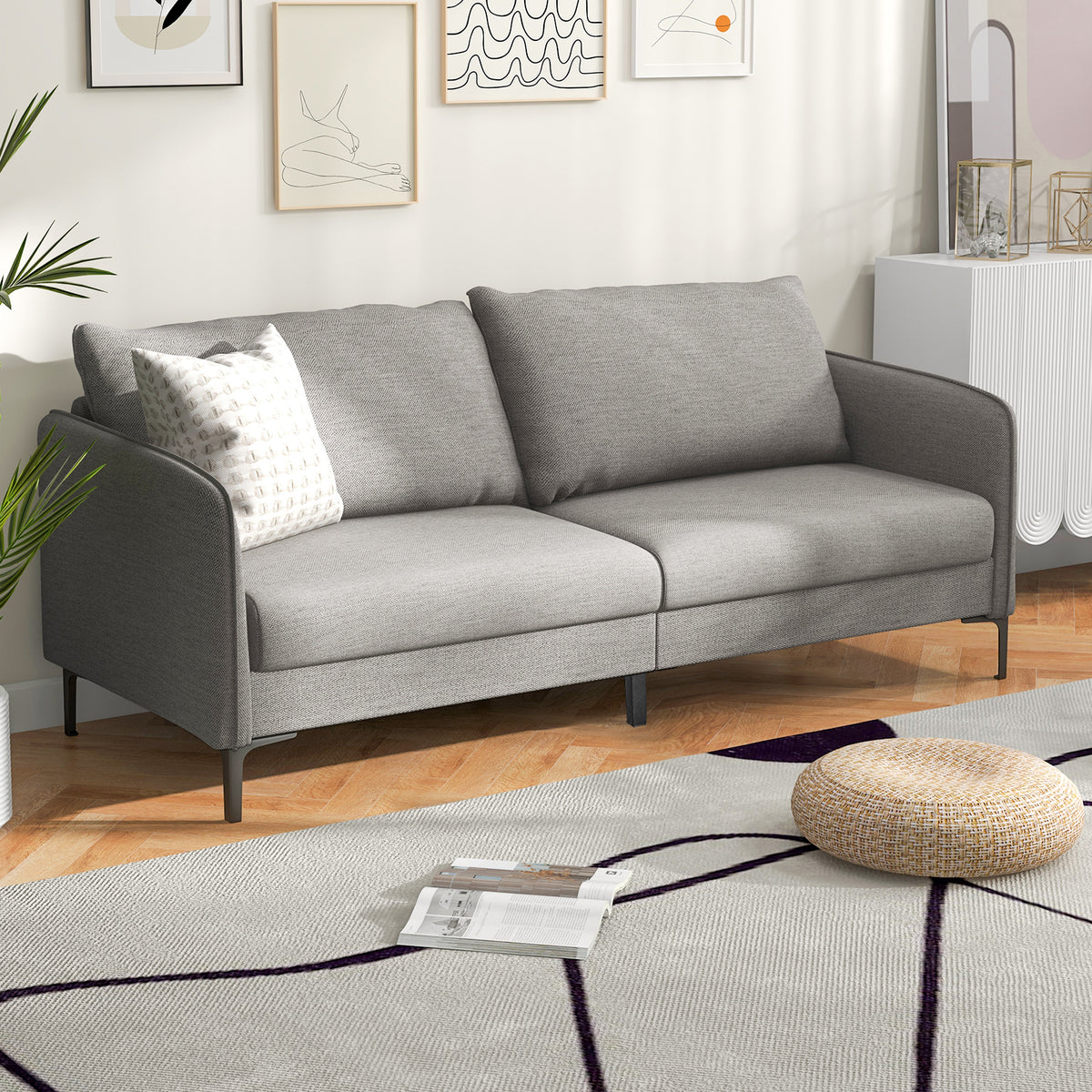 Modern 76 Inch Loveseat Sofa Couch, Gray