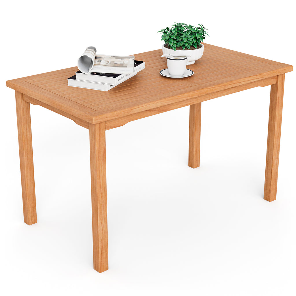 49 Inch Rectangle Patio Indonesia Teak Wood Dining Table with Slatted