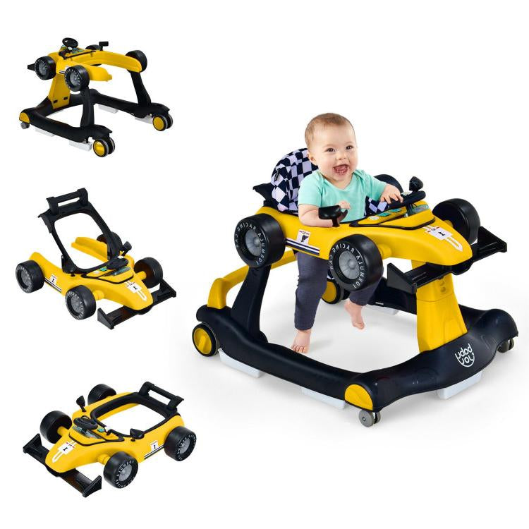 4-in-1 Baby Push Walker with Adjustable Height - Yellow Variation