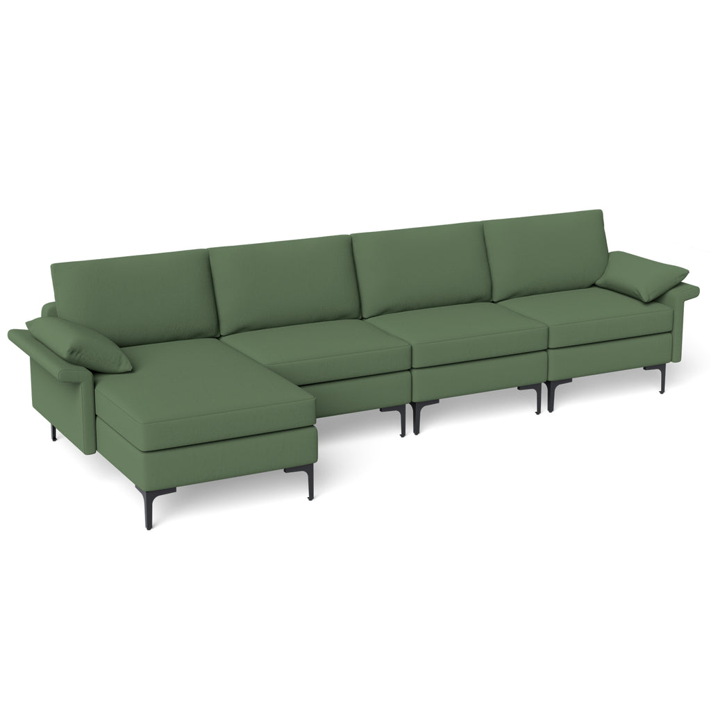 4-Seat L-Shaped Sectional Sofa with Reversible Chaise, Rust Red