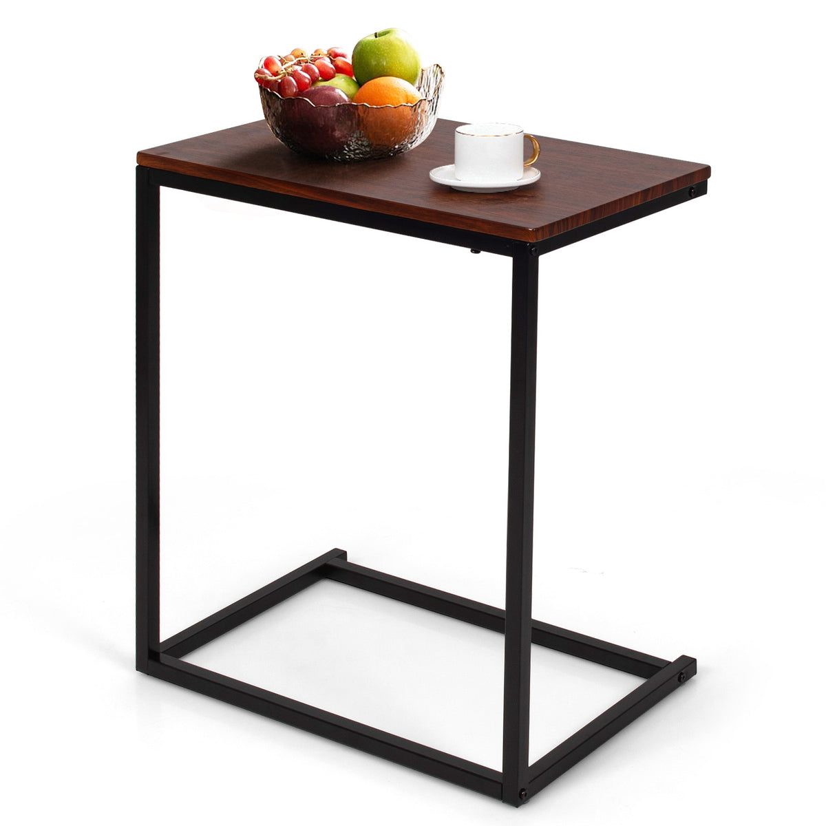 26 Inch Sofa Side Table Laptop Stand - Dark Brown