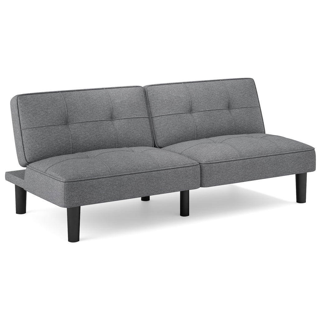Convertible Futon Sofa Bed with 6-Position Backrest - Gray