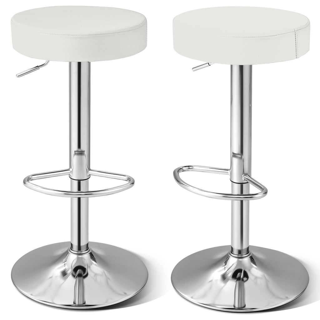 Adjustable Swivel Bar Stools Set of 2 - White