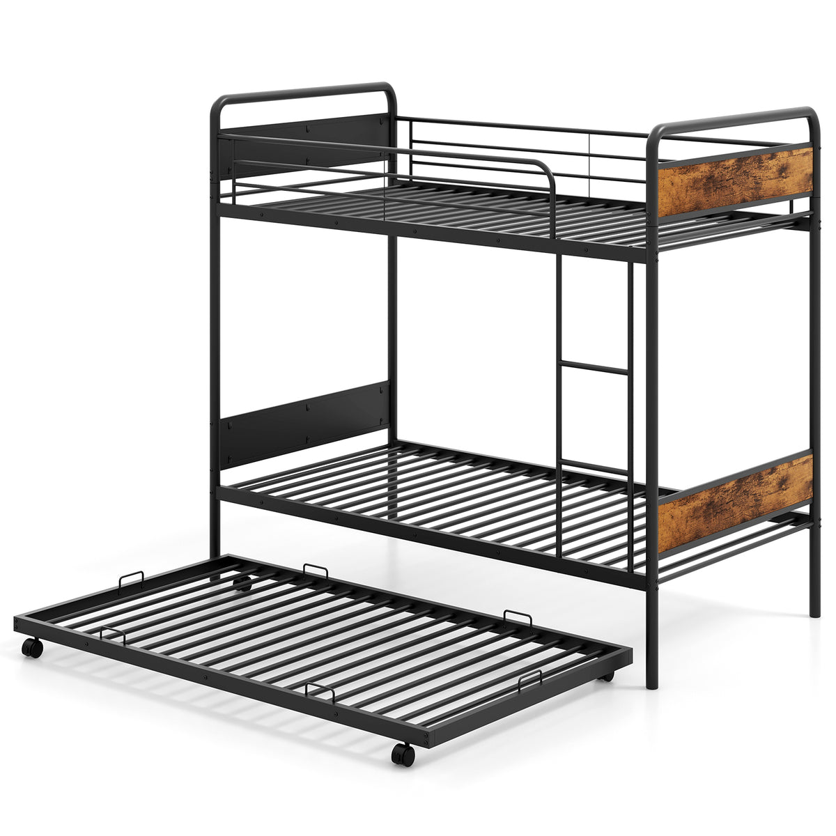 Twin Over Twin Bunk Bed with Storage & Staircase - Dark Brown