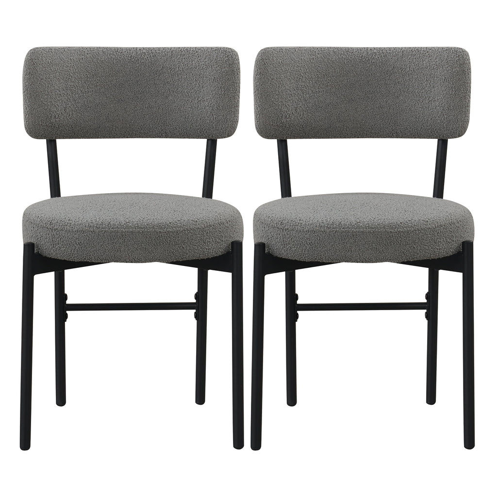 Dining Chair Set of 2, Gray - Curved Back, Padded Seat
