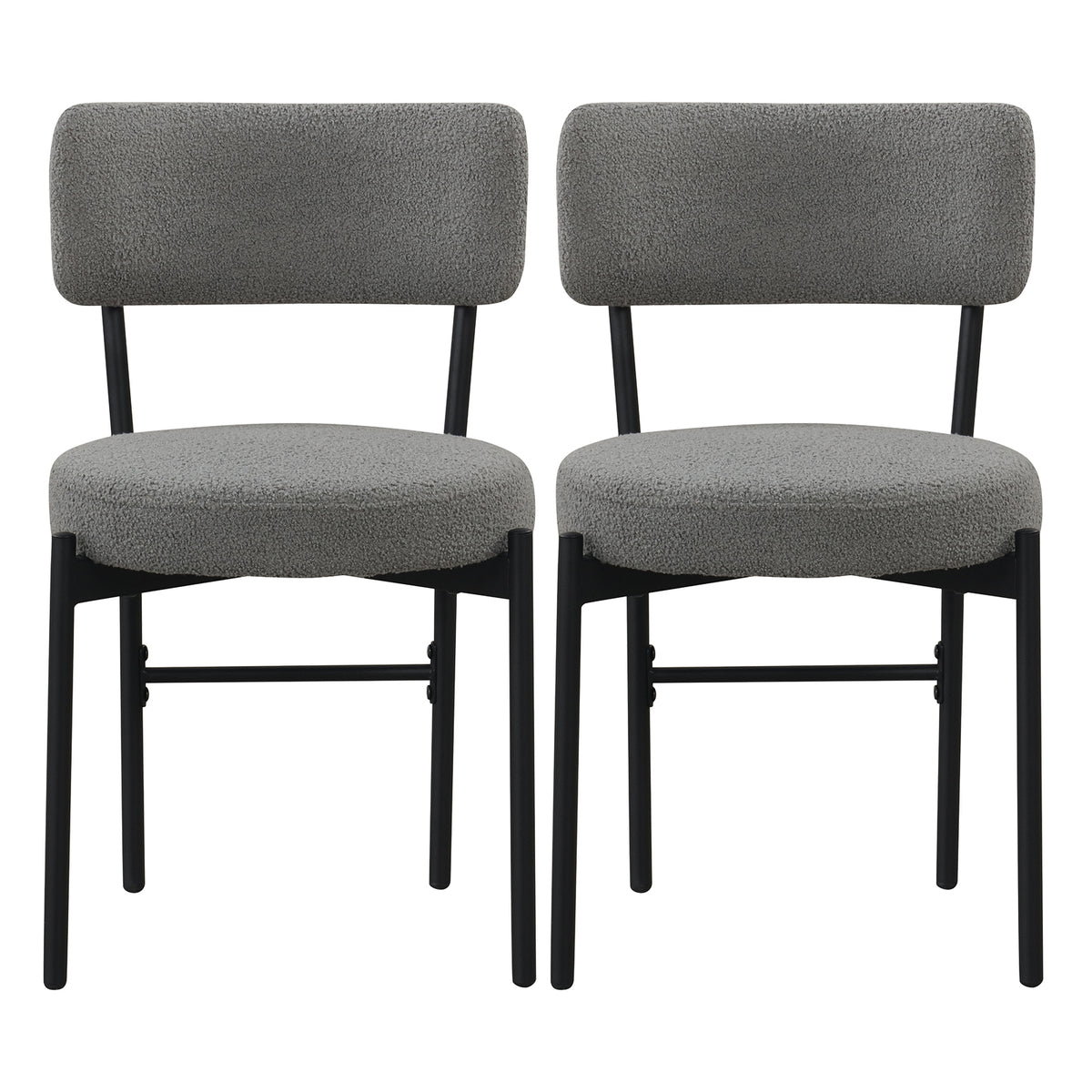 Dining Chair Set of 2, Gray - Curved Back, Padded Seat