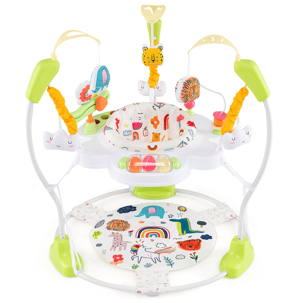 Height Adjustable Baby Bouncing Saucer with Interactive Toys - Yellow