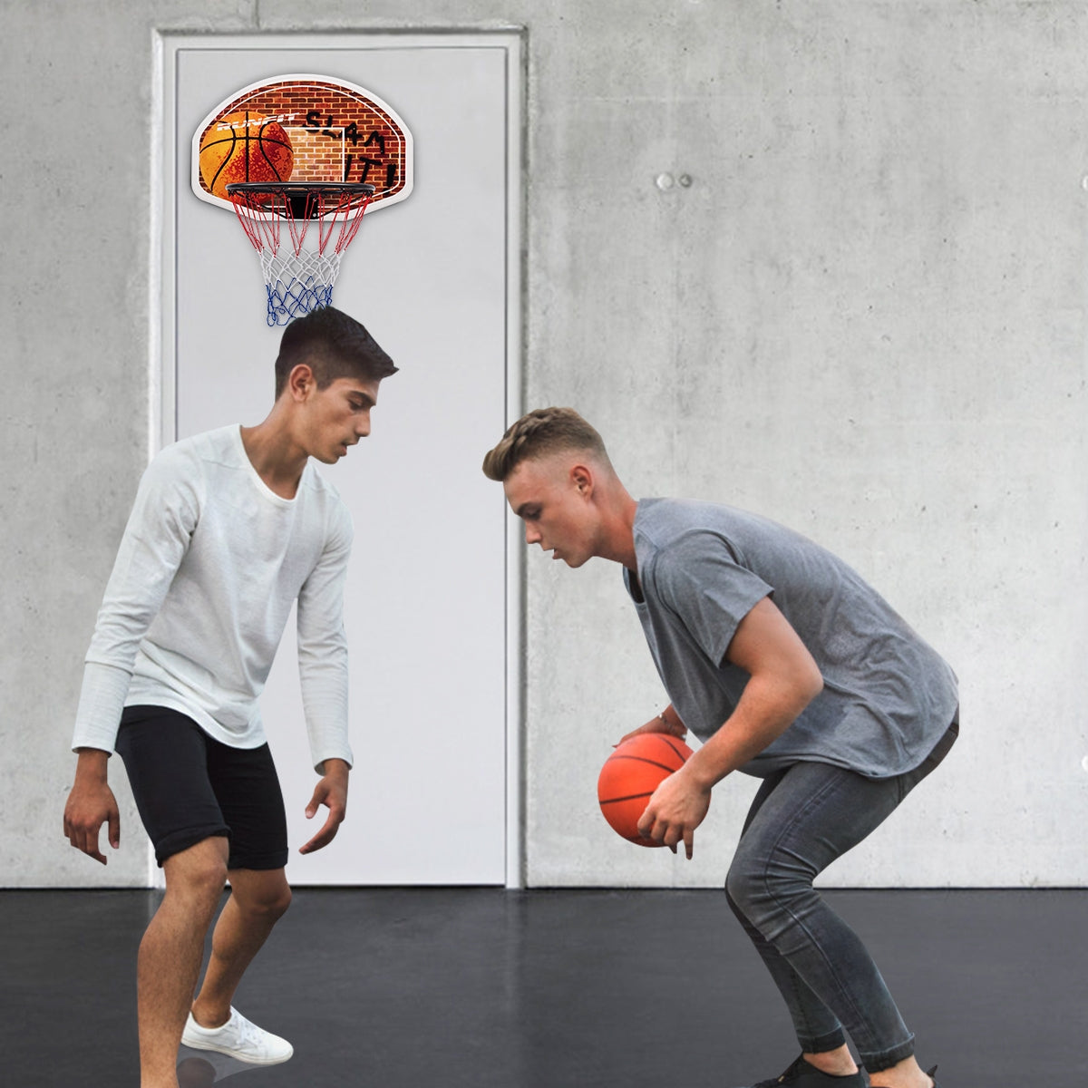Wall Mounted Basketball Backboard with Rim & 2 Nets - 16.5 Inch Diameter, Costway