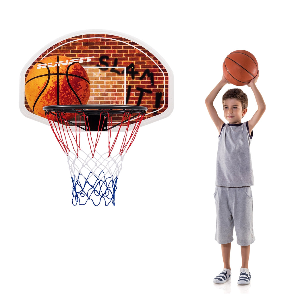Wall Mounted Basketball Backboard with Rim & 2 Nets - 16.5 Inch Diameter, Costway