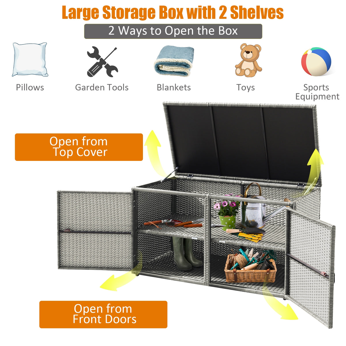 88 Gallon Rattan Storage Box - Outdoor Patio Bench