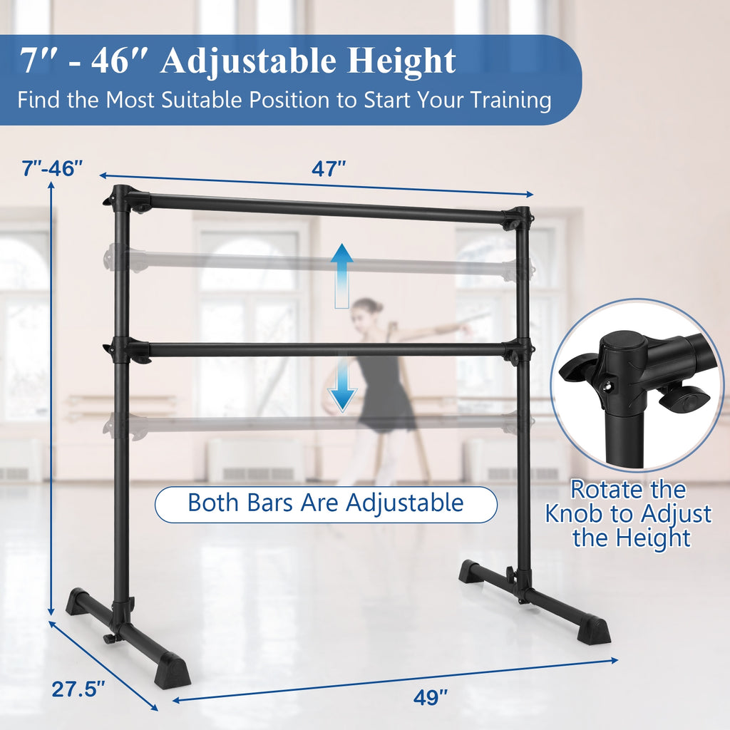 Double Ballet Barre Bar with Adjustable Height - 4 Feet Black Version of THIS Listing