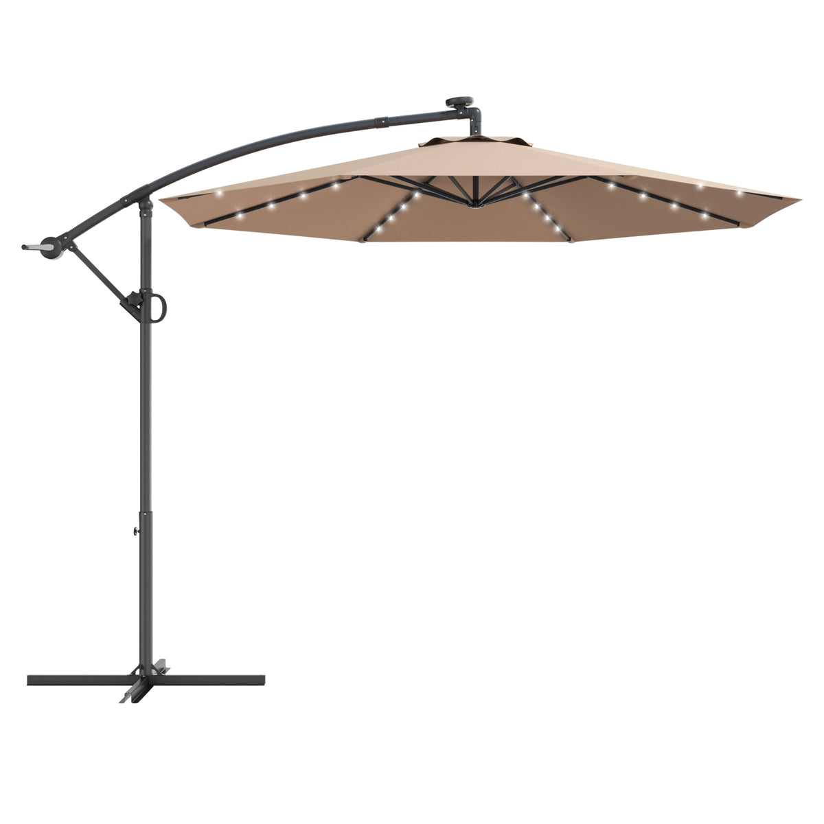 10 Feet 360° Rotation Solar Powered LED Patio Offset Umbrella without