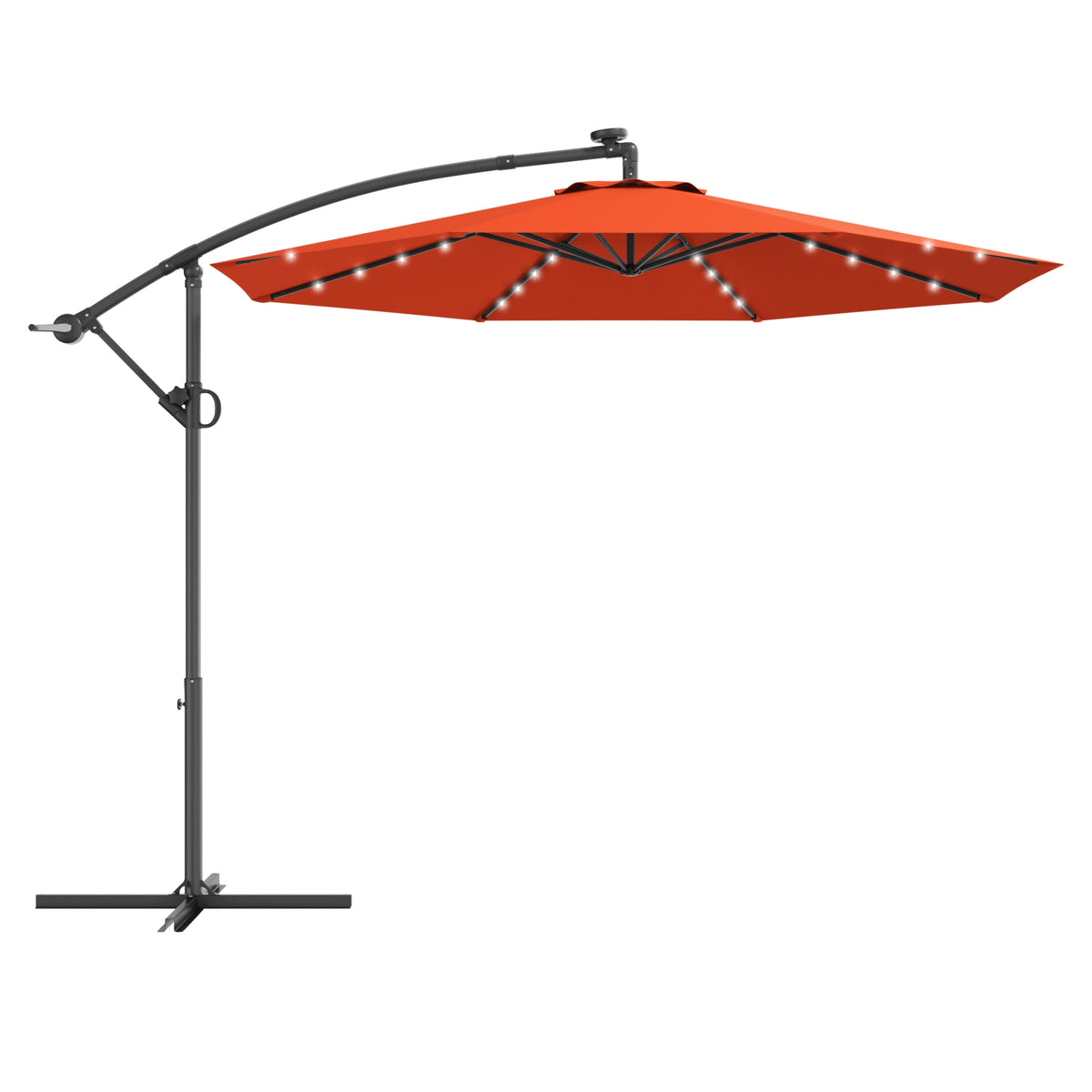 10 Feet 360° Rotation Solar Powered LED Patio Offset Umbrella without