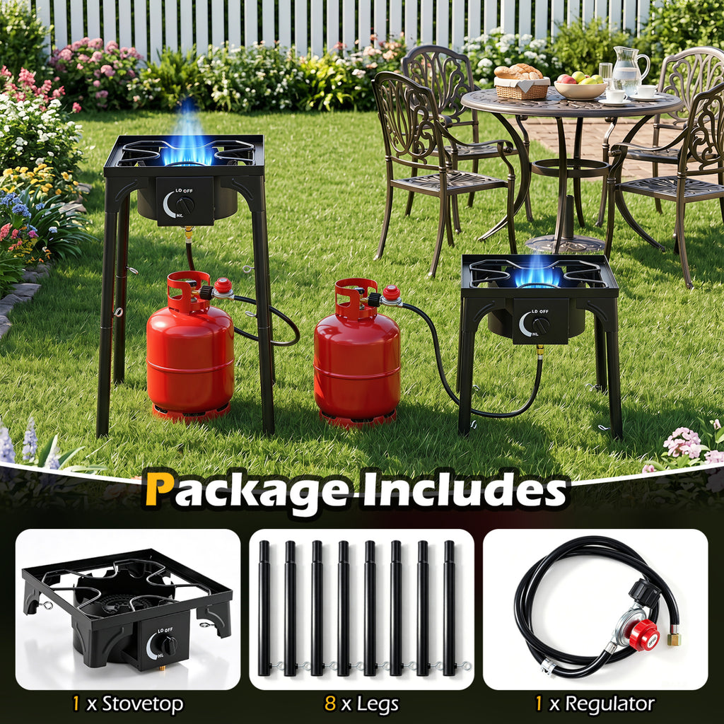 1 Burner Propane Stove 80000 BTU with Adjustable Regulator and Hose
