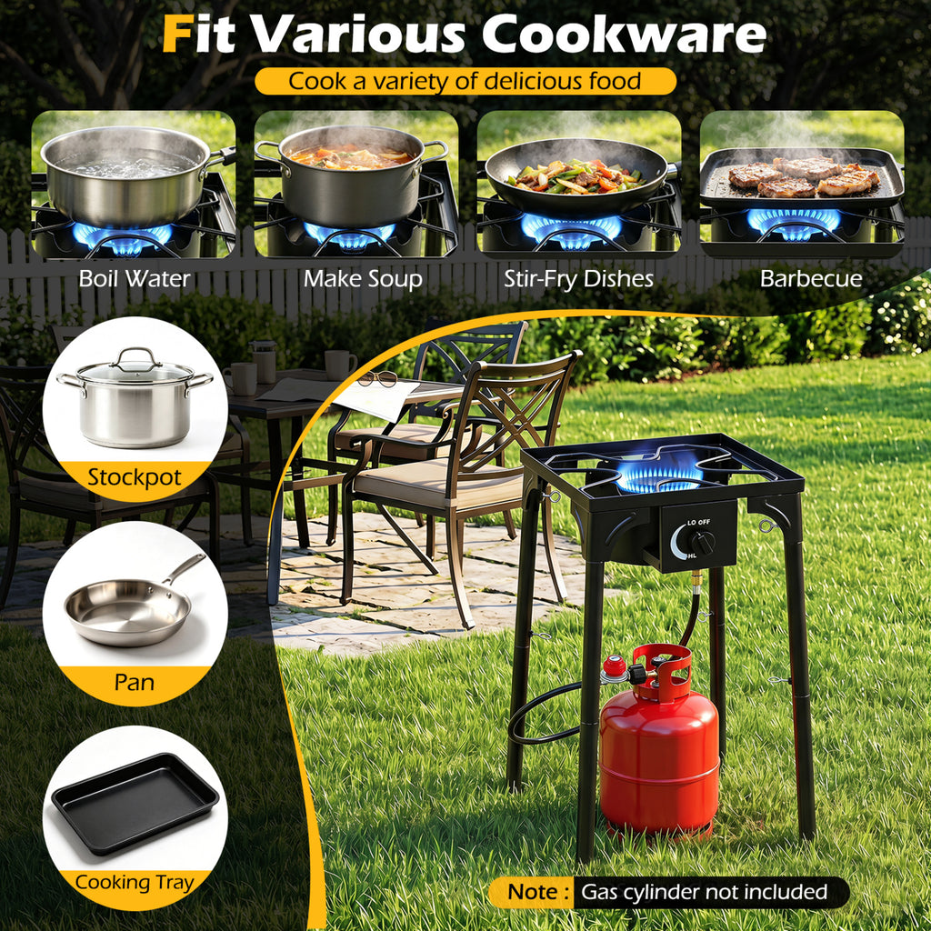 1 Burner Propane Stove 80000 BTU with Adjustable Regulator and Hose