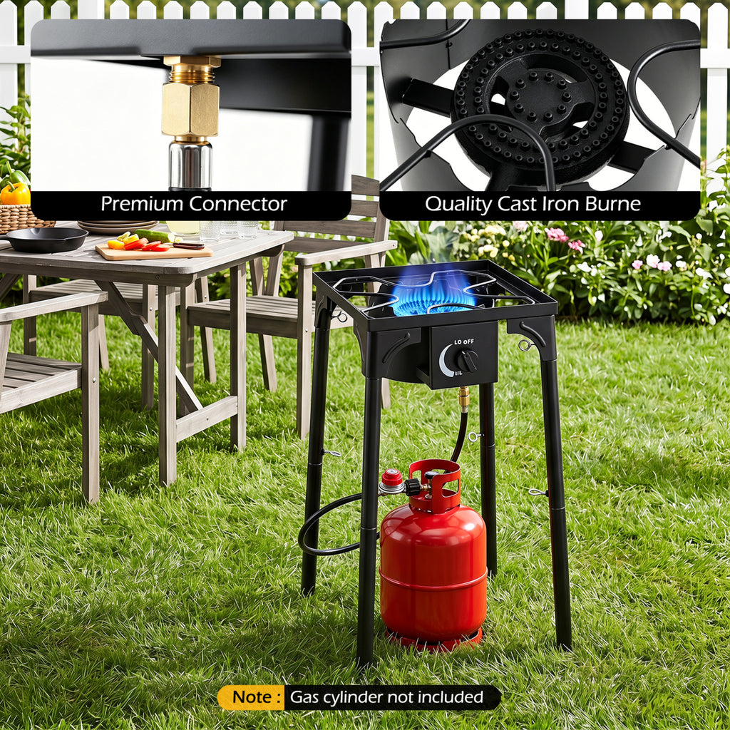 1 Burner Propane Stove 80000 BTU with Adjustable Regulator and Hose