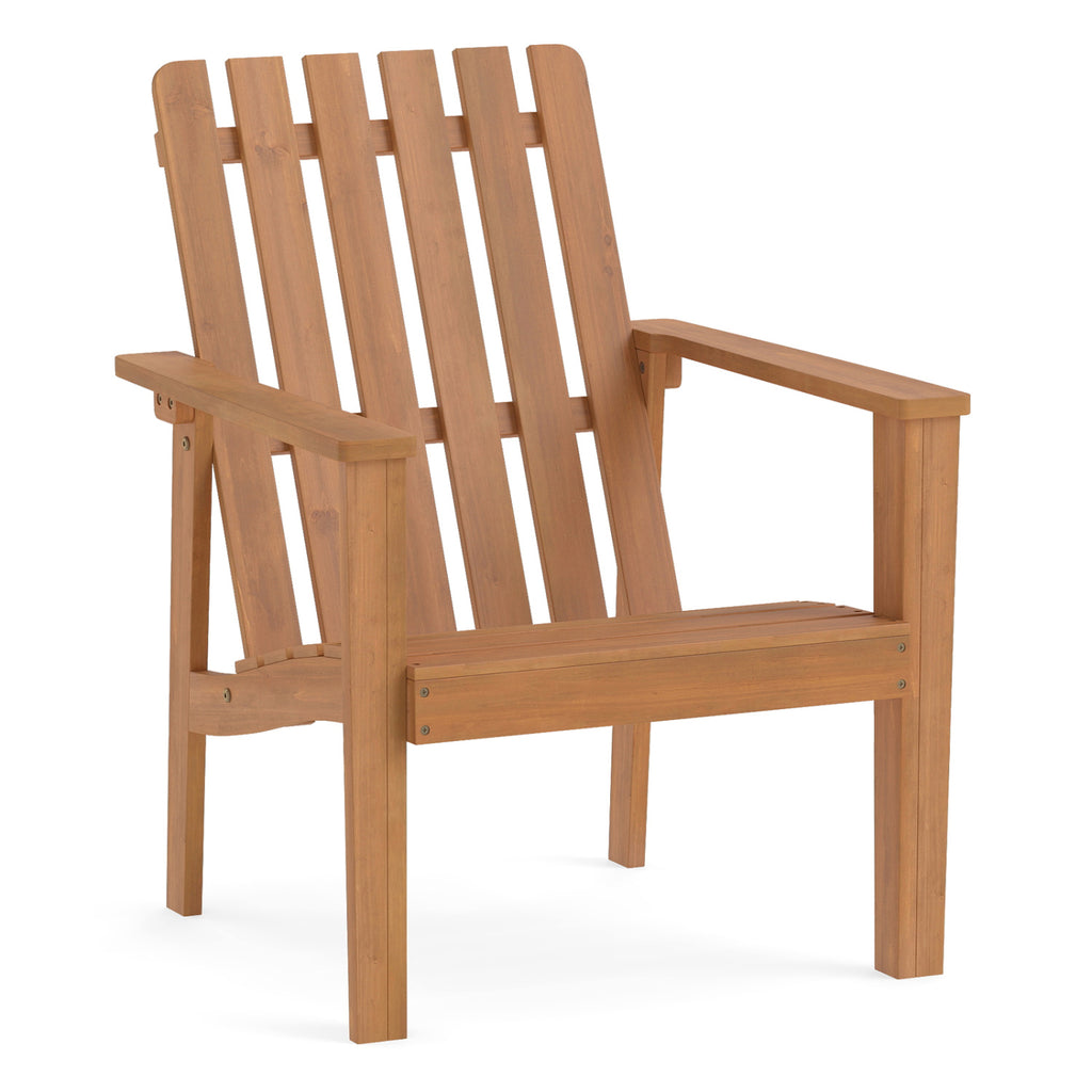 Acacia Wood Outdoor Patio Chair with Slatted Backrest and Seat
