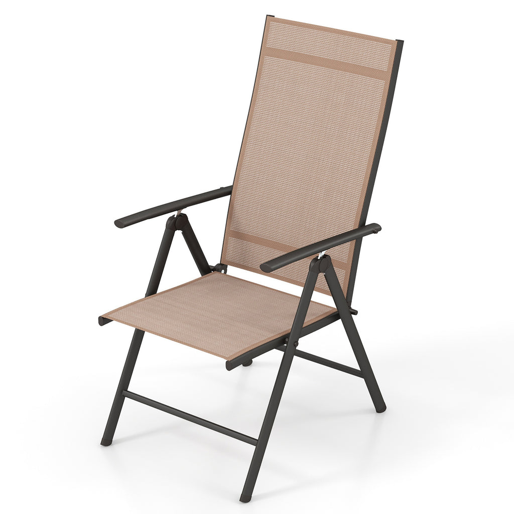 1 Piece Patio Folding Dining Chairs with 7-Level Adjustable High