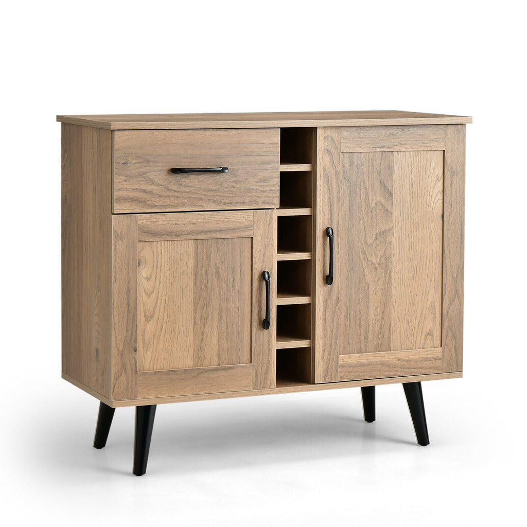 Modern Wine Bar Buffet Cabinet with 6-Bottle Rack - Natural