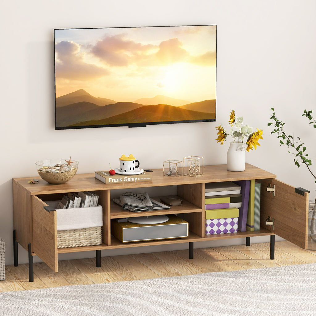 TV Stand with Charging Station and Storage – Up to 65" – Natural