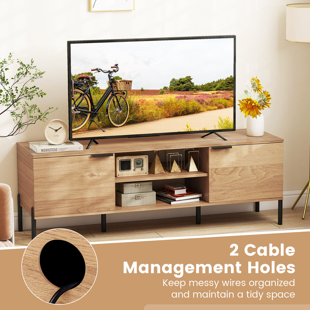 TV Stand with Charging Station and Storage – Up to 65" – Natural