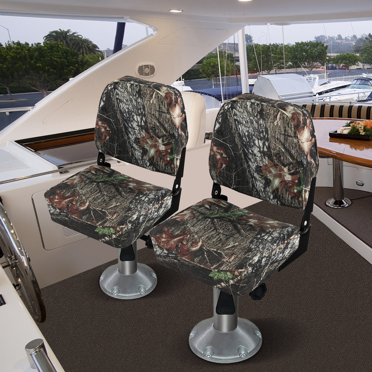 Camouflage 2-Piece Folding Boat Seat Set with Waterproof Sponge Padding - Costway