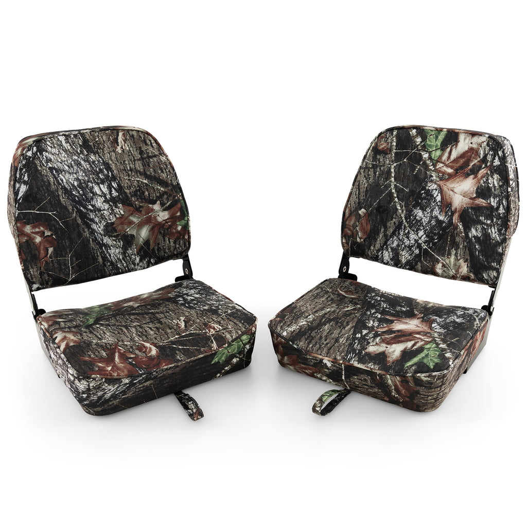 Camouflage 2-Piece Folding Boat Seat Set with Waterproof Sponge Padding - Costway