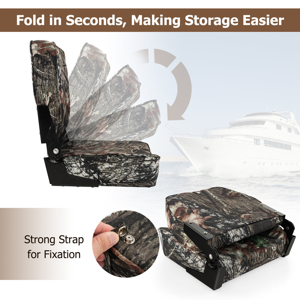Camouflage 2-Piece Folding Boat Seat Set with Waterproof Sponge Padding - Costway