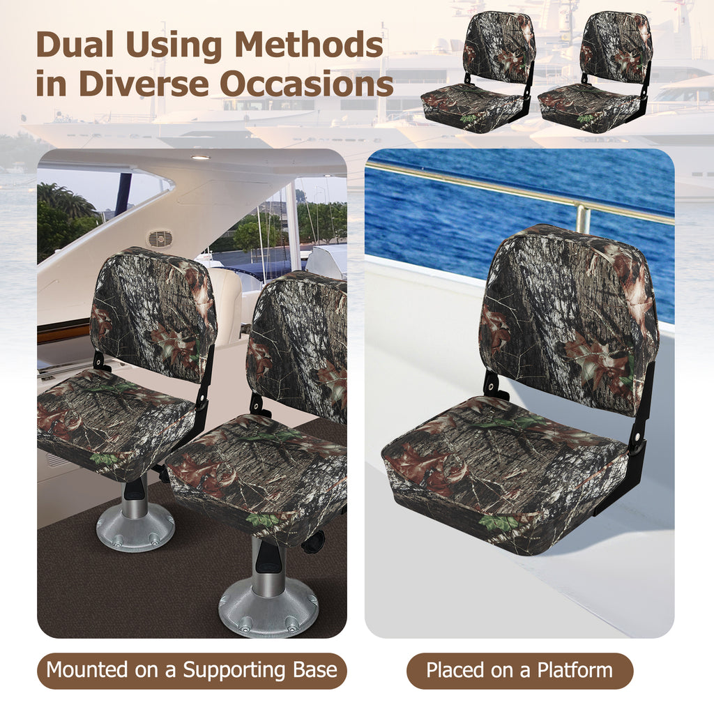 Camouflage 2-Piece Folding Boat Seat Set with Waterproof Sponge Padding - Costway