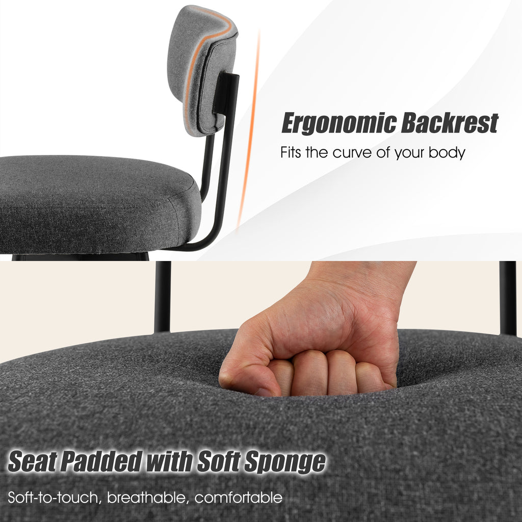 25 Inch Upholstered Bar Stools with Back & Footrests - Gray