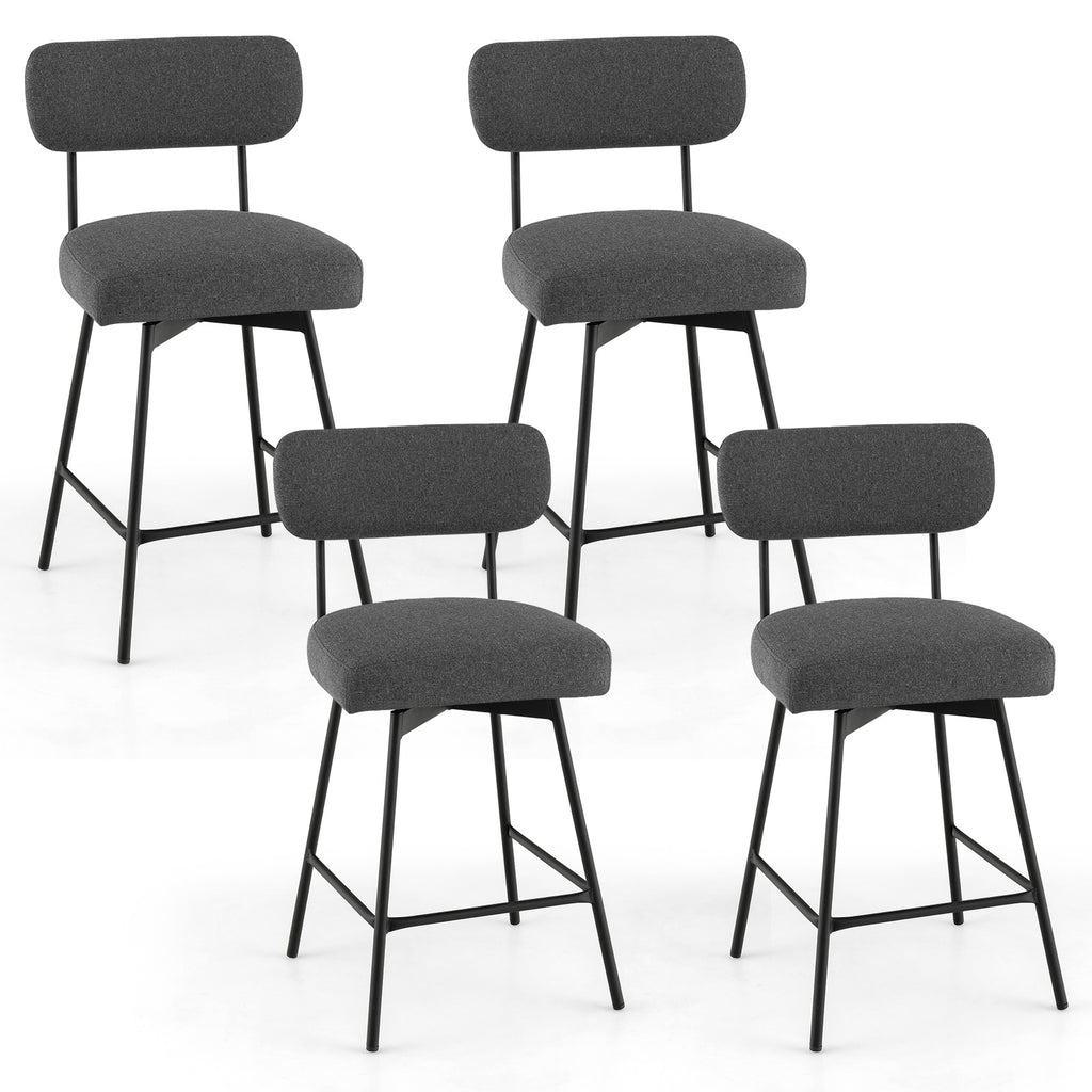 25 Inch Upholstered Bar Stools with Back & Footrests - Gray
