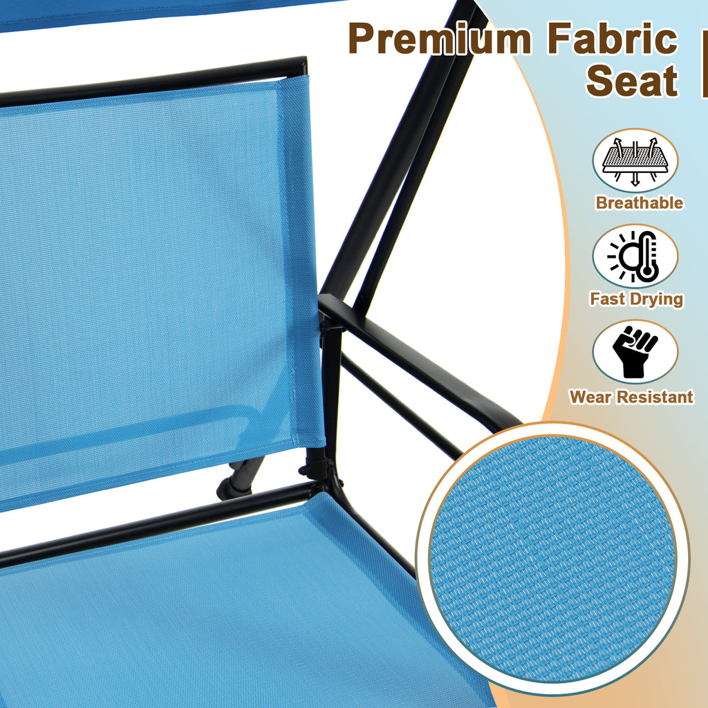 2-Seat Outdoor Canopy Swing with Comfortable Fabric Seat and