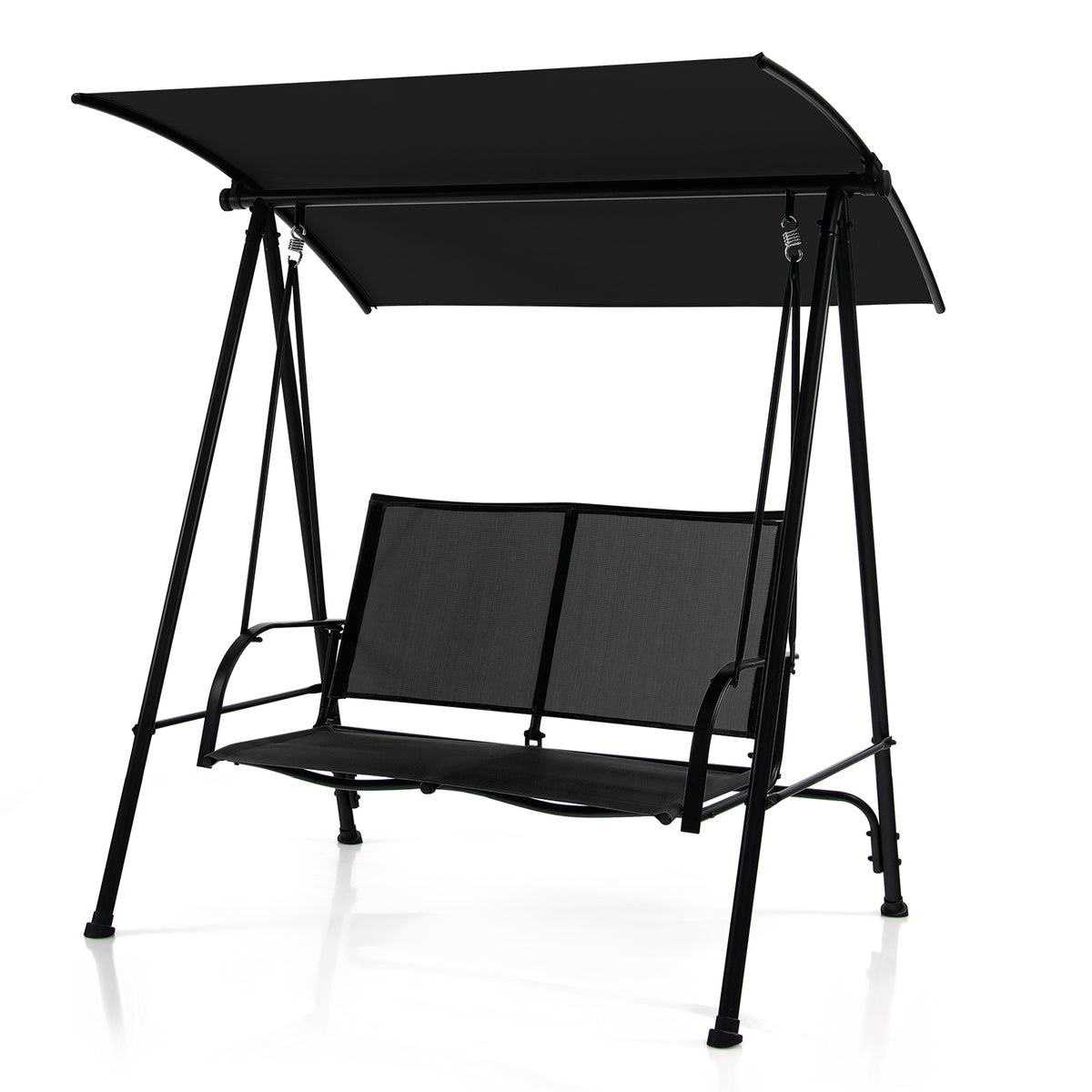 2-Seat Outdoor Canopy Swing with Armrests - 44" x 19", Navy