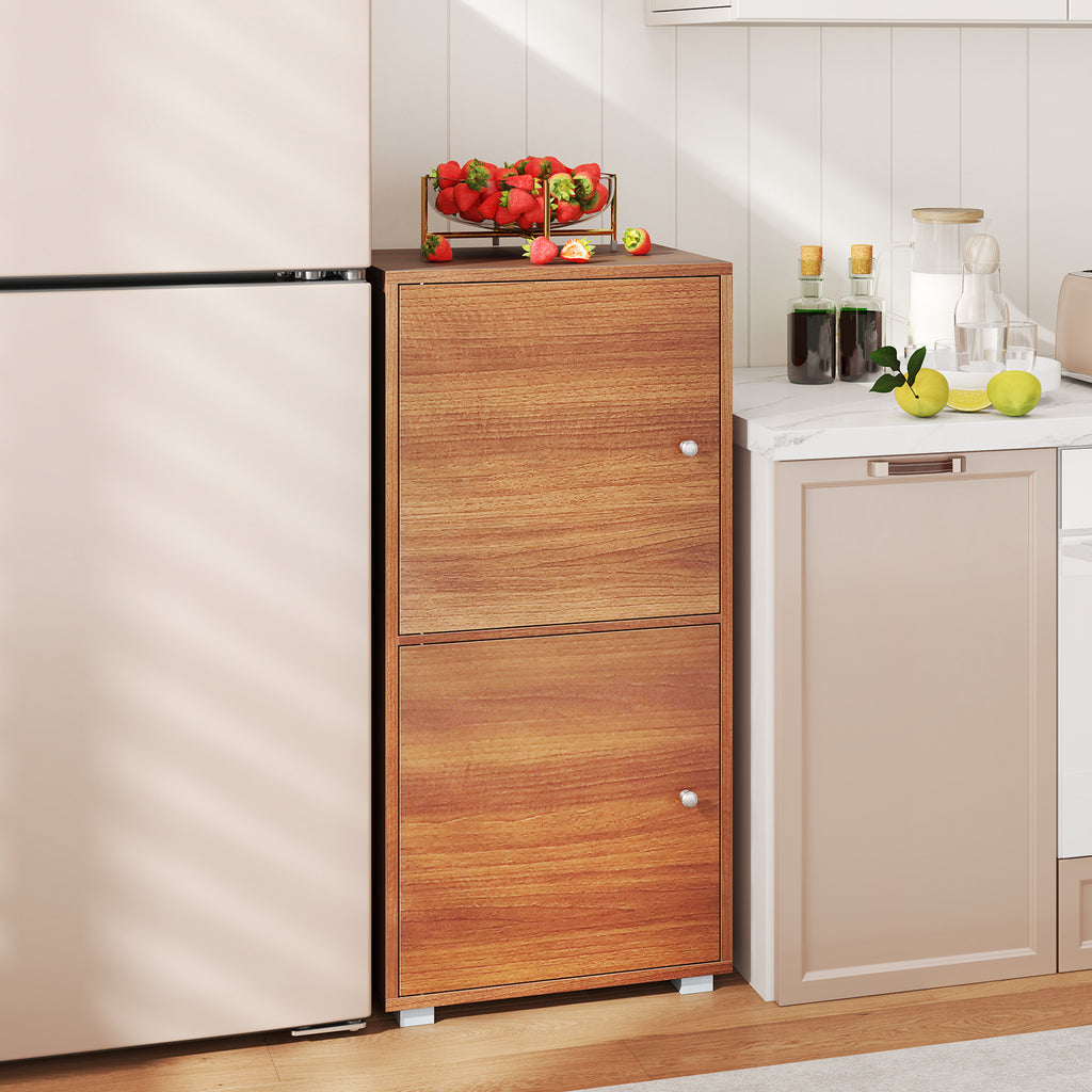2-Tier Modern Nightstand with Drawer and Open Shelf - Walnut