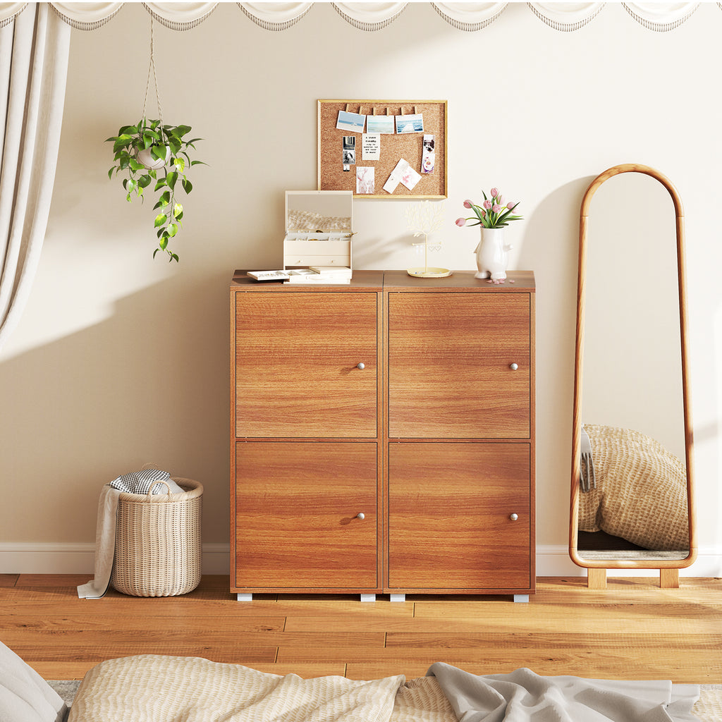 2-Tier Modern Nightstand with Drawer and Open Shelf - Walnut