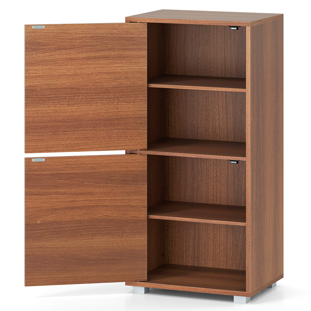 2-Tier Modern Nightstand with Drawer and Open Shelf - Walnut