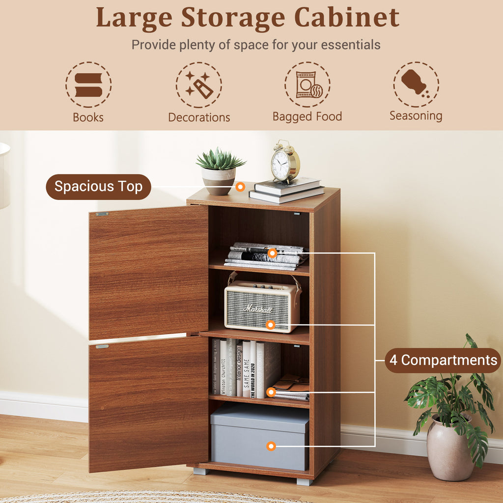 2-Tier Modern Nightstand with Drawer and Open Shelf - Walnut
