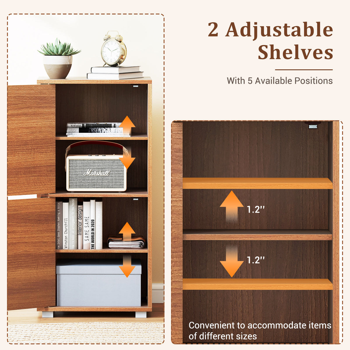 2-Tier Modern Nightstand with Drawer and Open Shelf - Walnut