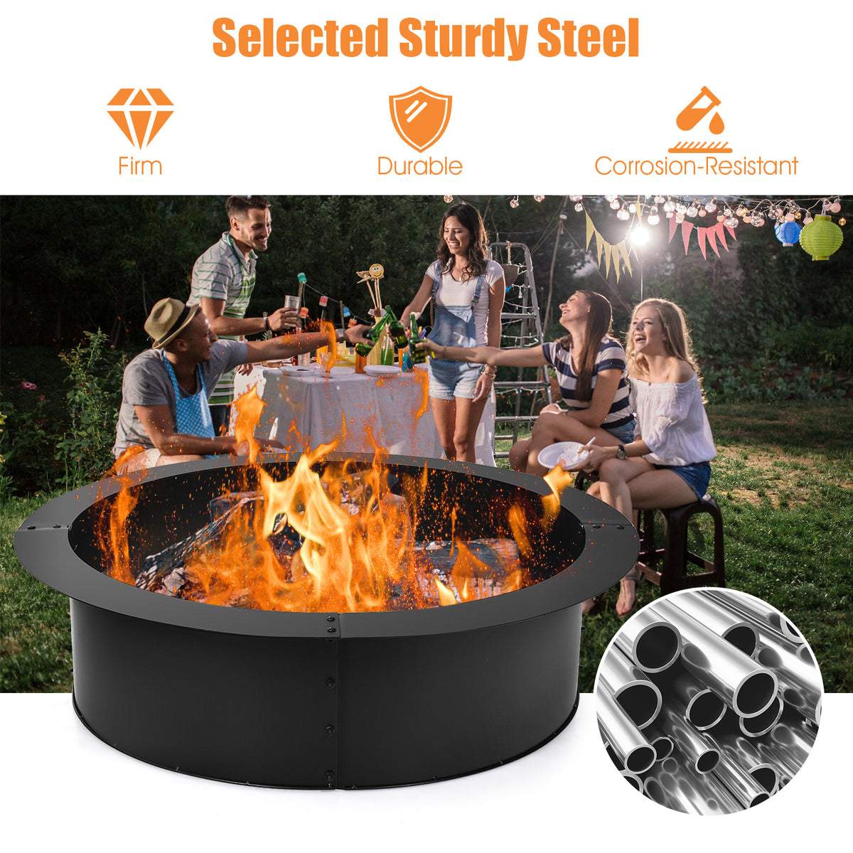 36 Inch Round Steel Fire Pit Ring – DIY Outdoor