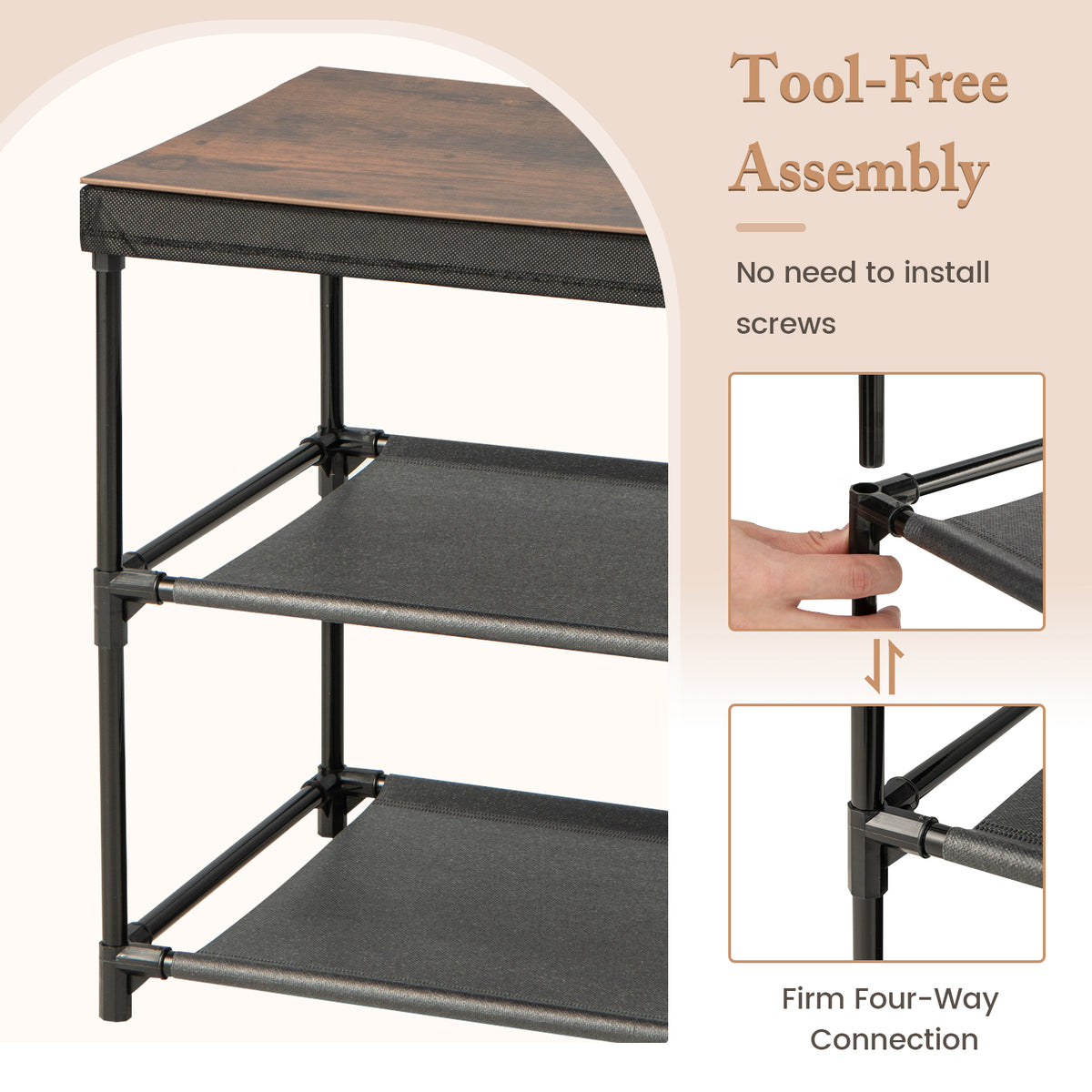 2-Drawer Nightstand with Fabric Bins, Set of 2 - Black