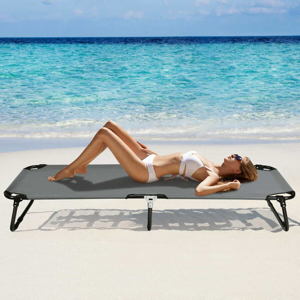Folding Camping Bed - Blue, Elevated Design, Rust-Resistant