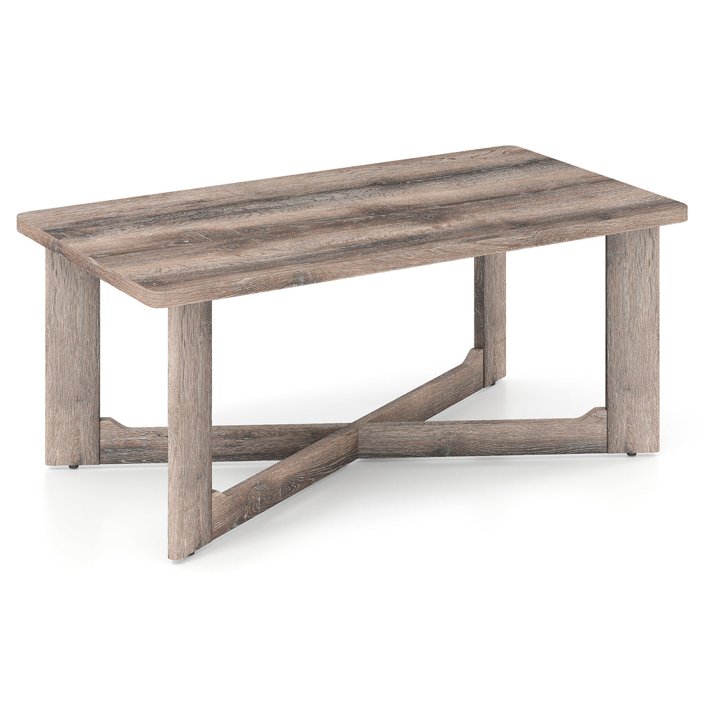 Rectangle Coffee Table with X-Shaped Base - Gray